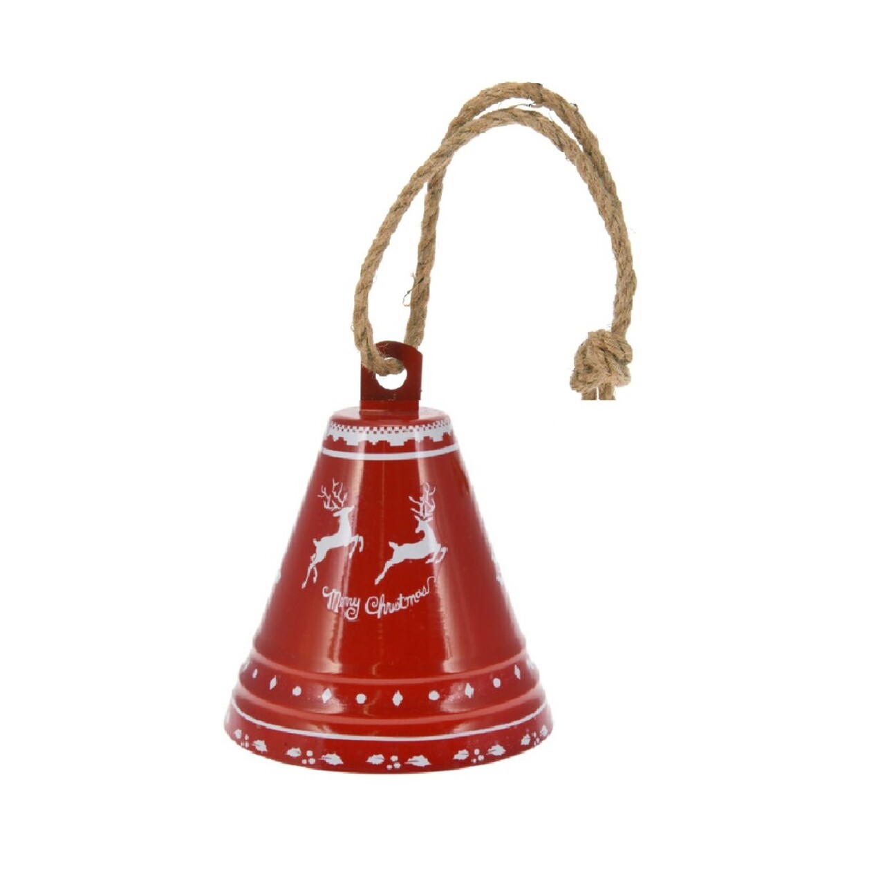 Clopotel decorativ Reindeer v2, Excellent Houseware, 19x23 cm, fier/iuta, rosu - imagine 3